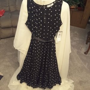 STUDIO 1 women's sleeveless dress  NWT size 10  black w/polka dots black a…